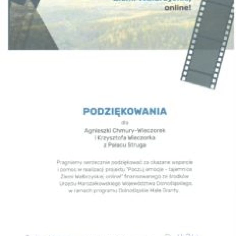 Poczuj emocje-Tajemnice Ziemi Wałbrzyskiej. Pałac Struga.2020